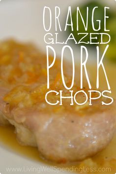 orange glazed pork chops on a white plate