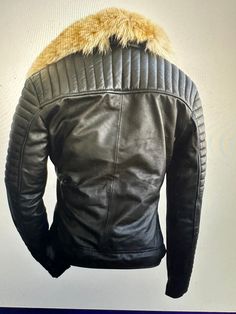 This genuine leather Brando style jacket will have you looking sharp! With Fox Fur that is detachable your options are endless! Winter Punk Faux Leather Biker Jacket, Punk Style Faux Leather Winter Biker Jacket, Fall Leather Biker Jacket With Faux Fur Lining, Leather Biker Jacket With Faux Fur Trim, Winter Punk Leather Biker Jacket, Punk Leather Biker Jacket For Winter, Fitted Leather Jacket With Faux Fur Trim, Punk Style Fitted Faux Leather Jacket, Fitted Fall Biker Jacket With Padded Collar