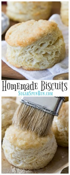 homemade biscuits with a brush on top