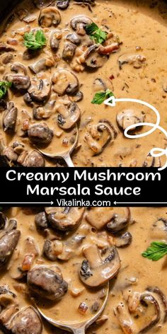 creamy mushroom masala sauce in a skillet