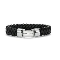 LB33 Woven Leather and Silver Bracelet-THOMAS SABO-Swag Designer Jewelry Elegant Braided Bracelet With Stainless Steel Clasp, Classic Leather Bracelet With Stainless Steel Clasp, Classic Black Braided Bracelets, Elegant Silver Braided Bracelet With Stainless Steel Clasp, Classic Black Braided Bracelets For Everyday, Classic Braided Jewelry For Formal Occasions, Formal Silver Leather Bracelets, Elegant Braided Bracelets For Formal Occasions, Classic Bracelets With Palladium Hardware For Everyday