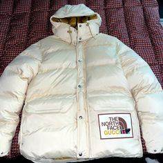 Mint Condition! Authentic Gucci X The North Face Down Jacket- Worn Once! Comes With Original Gift Bag, Garnet Bag, And Detachable Hood. Selling For $2500 Obo. Gucci Jackets, Gucci Jacket, Face Down, Detachable Hood, Original Gift, Down Jacket, Mint Condition, Gift Bag, North Face