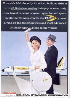 an advertisement for the continental airline with a man and woman