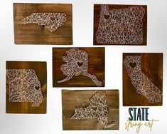 Custom string art is a great gift for birthdays, engagements, baby showers, anniversaries, holidays, housewarming, or just because! Order one for yourself and add the perfect accent to your home.  Your made to order item will have your chosen string art pattern attached via nails to a rectangular piece of pine wood. The wood is 12" x 10" and 1" thick. There will be a saw tooth hanger on the back for wall hanging as necessary. In the personalization box, please make note of the chosen country, state, etc and if desired, what city/location for the heart shape. All string and stain/paint colors are customizable. The stain and string options are shown in photos. The stain in the photos is "espresso" and "natural". I can leave nail heads silver if requested, but the default option will be the u String Art Pattern, State Of Maine, String Art Patterns, The Chosen, Raleigh Nc, String Art, Different Shapes, Heart Shape, Are You The One