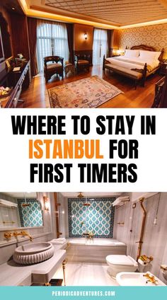 there are two pictures with the words where to stay in istanbul for first timers