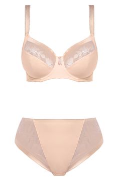 A versatile bra that's perfect for everyday wear is designed with three-part cups and side support to lift, shape and support a larger bust. 85% nylon, 15% elastane Hand wash, line dry Imported Lingerie Beige Full Cup Bra With Medium Bust Support, Beige Full Cup Padded Bra, Beige Underwire Nursing Bra With Medium Bust Support, Beige Underwire Bra With Padded Cups, Beige Full Cup Bra With Removable Cups, Beige Full Cup Bra With Padded Cups, Contoured Full Cup Bra With Padded Cups, Support Bra, Support Bras