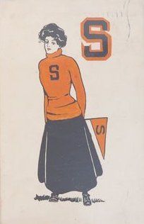 an orange and black book cover with a woman's image on the front, she is wearing a skirt