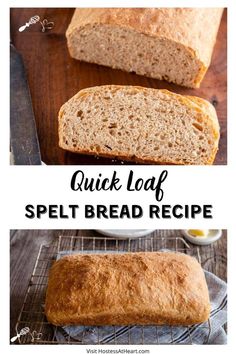 quick loaf of bread on a cooling rack with text overlay that reads quick loaf split bread recipe