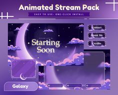 an animated stream pack with the text starting soon