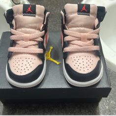 Unworn! Perfect Condition Jordan Mid, Nike Pink, Baby Walker, Kids Nike, Pink Black, Kids Shoes, Nike Shoes, Baby Shoes