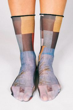 From Tailored Union's latest Artist Collection featuring Rosie Barker. Rosie Barker is a Los Angeles-based design studio founded by artist and educator, Rose Ponizil. Her colorful and geometric designs are inspired by slow fashion, collage, and the potential for what discarded materials can become in their "second life". The Rosie Barker Pace sock is a nlyon tall ankle-length design with a contrast ruffle cuff and pattern inspired by Rose's cut and sewed quilted pieces. The Rosie Barker Rue sock is a sheer ankle-length design with a pattern inspired by Rose's cut and sewed quilted pieces. Size: + OSFA, W 7-10 Design: + 400 Needle + Lightweight + Reinforced toe & heel + Seamless toe + Roll Top Content + Care: + Cotton Blend + Wash Cold/Dry Low Designed by Rosie Barker for Tailored Union Fashion Collage, Roll Top, Geometric Designs, Ankle Socks, Second Life, Slow Fashion, Rose Cut, Ankle Length, Design Studio