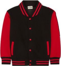 Sportswear Fleece Jacket With Ribbed Cuffs For Streetwear, Casual Long Sleeve Cotton Varsity Jacket, Sporty Long-sleeved Fleece Jacket, Sporty Long Sleeve Fleece Jacket, Casual Red Outerwear With Ribbed Collar, Winter Sportswear Varsity Jacket With Long Sleeves, Casual Black Winter Varsity Jacket, Black Long Sleeve Varsity Jacket For Winter, Urban Style Long Sleeve Fleece Jacket