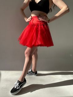 Vintage 90s GIANNI VERSACE Tutu Tulle Skirt. Red Mini Skirt. - Etsy Summer Mini Tutu Dress With Tulle Skirt, Tulle Skirt For Costume Party, Red Fitted Tulle Tutu Dress, Fitted Red Tulle Tutu Dress, Fitted Tiered Tutu Dress For Summer, Balletcore Tiered Skirt For Party, Party Tiered Skirt In Balletcore Style, Fitted Red Tutu Dress For Spring, Summer Costume Party Tulle Skirt