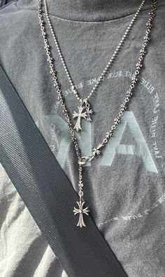 Chrome Hearts Chain, Chrome Hearts Necklace, Streetwear Jewelry, Jewelry Accessories Ideas, Stacked Jewelry, Mens Accessories Jewelry