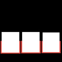 three white squares are in the middle of a black and red line, with four smaller ones on each side