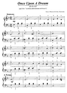 the sheet music for once upon a dream