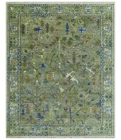 The Plant and Root Green Hand Knotted 8x10 Traditional Wool Area Rug Green Rugs, Wall Panels Bedroom, Stone Siding, 5x7 Area Rug, Manufactured Stone, Green Hand, The Tree Of Life, Mosaic Stone, Rich Green