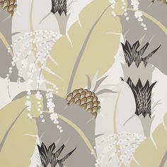 Find 5009171 Ananas Neutral Schumacher Wallpaper Schumacher Wallpaper, Paul Poiret, Romantic Wallpaper, Tropical Landscape, Banana Leaves, Wallpaper Rolls, A Wallpaper