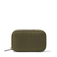 a small green purse on a white background