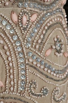 Deco style beaded pattern on this fabulous flapper dress! Perfect wedding party dress If you want more length we could add a beaded fringe at the hemline. Many more pics on fb: https://www.facebook.com/pg/RetroVintageWeddings1920s1930s/photos/?tab=album&album_id=2690442094385150 Gatsby Wedding Dress, Long Sleeve Party Dress, 1930s Style, Deco Dress, Art Deco Dress, Wedding Dresses Beaded, Party Dress Long Sleeve, Beaded Wedding, 1930s Fashion