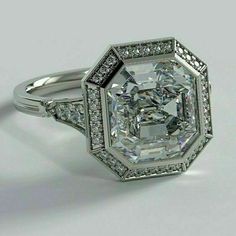 Asscher Cut Diamond Ring, Asscher Diamond, Asscher Cut Diamond, Moissanite Diamond Rings, Asscher Cut, Bezel Diamond, Moissanite Rings, Ring Vintage, Antique Rings