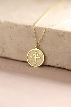 Gold Cross Pendant - Cross of Lorraine Gold Necklace ● Material of pendant: Solid Gold 14k ( REAL GOLD ) ● Metal Stamp: 14k ( REAL GOLD ) ● The pendant is available in 5 sizes: - 12,7 mm / 0.5 inches (Diameter) - 14,0 mm / 0,55 inches ( Diameter ) In the photos - 15,3 mm / 0.6 inches ( Diameter ) - 16,5 mm / 0,65 inches ( Diameter ) - 19,1 mm / 0,75 inches ( Diameter ) ( In the photos the size is 14mm / 0.55 inches Diameter ) ( Jump Ring inner diameter: 4 mm ) ● Material of chain: Solid gold 14k Gold Crucifix Jewelry Stamped 14k, Spiritual Cross Necklace In Yellow Gold, Spiritual Yellow Gold Cross Necklaces, Gold Sterling Silver Charm Necklace With Cross Pendant, Gold-toned Sterling Silver Cross Pendant Charm Necklace, Gold Crucifix Jewelry Gift, Spiritual 14k Gold Crucifix Necklace, Sterling Silver Yellow Gold Cross Pendant Charm Necklace, Yellow Gold Cross Pendant Charm Necklace As Gift