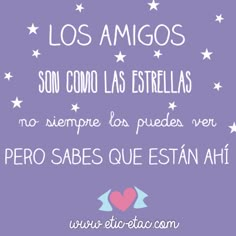 the words are written in spanish on a purple background with white stars and pink hearts