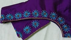 Simple Aari Work Blouse Design, Simple Aari Work, Aari Work Blouse Design, Plain Blouse Designs, Patch Work Blouse Designs, Simple Flower Design, Cutwork Blouse Designs