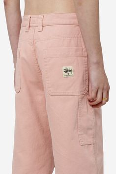 CANVAS WORK Pants in rose-pink cotton, pants loops , closing with zip e buttons, side pockets, back pockets, straight leg Pink Cotton Utility Bottoms, Pink Cotton Cargo Pants With Cargo Pockets, Pink Cotton Cargo Pants With Pockets, Pink Cotton Bottoms With Patch Pockets, Pink Wide Leg Utility Pants, Pink Cargo Pants For Spring Workwear, Pink Cotton Bottoms With Five Pockets, Pink Straight Leg Utility Pants, Pink Cotton Bottoms With Hip Pockets