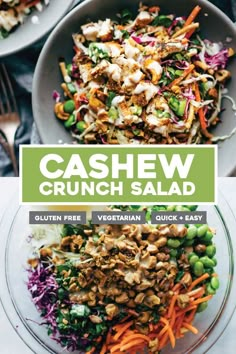 the cover of cashew crunch salad with carrots, green beans and other vegetables