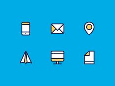 different types of icons on a blue background