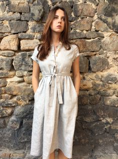 Linen Dresses for Women/ Linen Dress/ Linen Women Dress | Etsy Short Sleeve Midi Dress With Pockets For Vacation, Beige Short Sleeve Summer Dress, Beige Linen Short Sleeve Dress For Spring, Beige Linen Short Sleeve Dress For Summer, Short Sleeve Beige Linen Dress For Spring, Casual Linen Dress With Pockets For Day Out, Beige Short Sleeve Linen Dress For Summer, Spring Beige Linen Dress With Short Sleeves, Casual Flax Dresses With Pockets