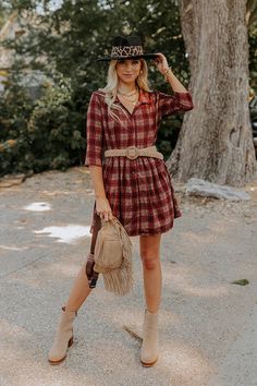 You will surely be in a cherry mood when you wear this charming tunic dress featuring lightweight material patterned with a brown and dark red hued plaid print, a v-cut neckline, loose 3/4-length sleeves, and a relaxed silhouette that falls into a straight mid-thigh length hemline! Measurements S : Bust 44", Hip 50", Length 33", Sleeve Length 15.5", Waist 44". M : Bust 46", Hip 52", Length 33.5", Sleeve Length 16", Waist 46". L : Bust 48", Hip 54", Length 34", Sleeve Length 16", Waist 48". XL : Plaid Bohemian Dresses For Fall, Casual Burgundy Dress For Fall, Red Half Sleeve Dress For Fall, Bohemian Plaid Dress For Fall, Casual Brown Plaid Dress For Fall, Bohemian Plaid Fall Dresses, Long Sleeve Brown Plaid Dress For Fall, Winter Plaid V-neck Dress, Cotton V-neck Plaid Dress For Picnic