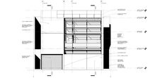 an architectural drawing shows the details of a building that has been constructed into two levels