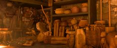 a room filled with lots of wooden objects