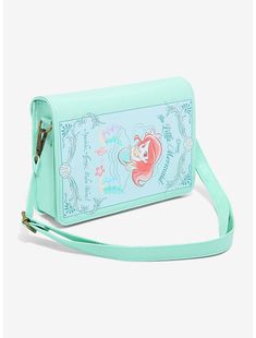 Loungefly Disney The Little Mermaid Chibi Ariel Book Crossbody Bag Mermaid Chibi, Mermaid Features, Gg Marmont Small Matelassé Shoulder Bag, Baby Disney Characters, Underwater Plants, Disney The Little Mermaid, Vintage Evening Bags, Suitcase Bag, Disney Handbags