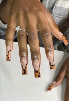 Brown French Tips, Acrylic Nails French, Nails French Tips, Brown French, Nail Designs Acrylic, Dope Nail Designs, Long Acrylic Nails Coffin