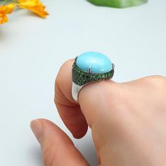 🌱Handmade 14K Turquoise ( 2.83 gram ) ring 🌱14K 585 gold and Natural Tsavorite (110 pcs) 🌱Authentic Korean jewelry 🌱Free standard shipping from Seoul, Korea with tracking 🌱Will take approximately 7-21 days to arrive, worldwide NASCHENKA is an artistic expression of Korean culture and history through traditional jewelry. We use natural and authentic stones. Each piece is thoughtfully designed by a designer and handmade by a highly skilled master artisan. Size Guide * The approximate size and Exquisite Turquoise Jewelry As Gift, Exquisite Turquoise Jewelry For Gift, Exquisite Turquoise Jewelry Gift, Luxury Turquoise Ring As A Gift, Elegant Turquoise Ring With Stone Setting, Fine Jewelry Turquoise Open Ring Gift, Luxury Silver Turquoise Ring With Gemstone, Turquoise Fine Jewelry Ring, Luxury Turquoise Ring Jewelry