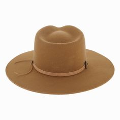 The American-made Stetson Mind's Eye captures western style in a classic silhouette with contemporary design. Hand blocked of a firm wool felt, it features a teardrop crown with a pronounced front pinch. A leather cord hat band finished with a brass Concho accent piece gives this flat brim fedora a Southwestern feel. The wide brim offers sun protection and holds its shape, wear after wear. The interior is fully lined and offers a genuine leather inner band for a comfortable fit. The Mind's Eye o Classic Brown Felt Hat With Flat Crown, Brown Fur Felt Hat Bands For Western-themed Events, Brown Fur Felt Hat With Flat Crown, Formal Brown Hat Bands For Fall, Formal Brown Hat Band For Fall, Classic Brown Felt Hat For Rodeo, Brown Fur Felt Hat Band For Ranch, Brown Fedora With Flat Crown For Ranch, Western Style Brown Hat Bands For Formal Occasions