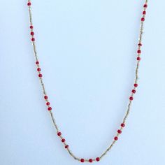 This antique over-the-head necklace is made of red and clear seed beads. 28 inches Thank you for visiting my shop! LOVE LUCK AND BLESSINGS Red Round Bead Necklaces For Beach, Red Faceted Beads Jewelry For Beach, Red Round Beaded Necklaces For The Beach, Red Round Beads Necklaces For Beach, Red Beaded Chain Jewelry For Festival, Red Beaded Necklaces With Tiny Beads As Gift, Red Adjustable Beaded Necklaces With Spacer Beads, Red Faceted Beads Necklace For Festival, Red Beaded Chain For Festivals