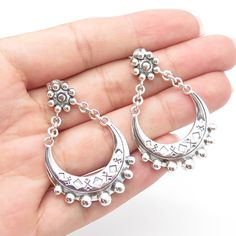 Great pre-owned condition.  925 Sterling Silver Beaded Ethnic Dangling Earrings  Weight: 15.1g   WELCOME TO PAWN SHOP We are an actual pawn shop and have been in business for over 25 years. Since 1990, our establishment has been serving a variety of clients by providing them with short term cash solutions and options of liquidity regarding their treasured heirlooms. Acknowledging that today′s customers are very sophisticated and are looking for a variety of investments, our acquisitions are hand Bohemian Sterling Silver Earrings Stamped 925, Bohemian Sterling Silver Oxidized Plug Earrings, Bohemian Sterling Silver Pierced Plug Earrings, Artisan Silver Earrings With Silver Beads, Bohemian Dangle Jewelry Stamped 925, Silver Bead Artisan Earrings, Shop Jewelry, Pawn Shop, Dangling Earrings