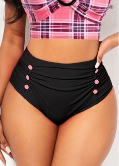 Color:Black;Size:XL;Size:XXL;Package Contents:1 X Bikini Bottom; Cute Swimming Suits, Plaid Bikinis, Tankini Set, Swim Suit, Black Button, Women Swimsuits, Women Fashion, Avatar, Lingerie