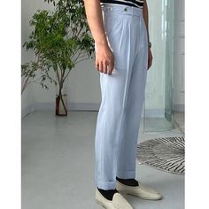 Wiaofellas - Sky Blue Seersucker High Waist Straight Pants British Petty Bourgeoisie Blue Stripe Italian Casual Trouser Men Pantalones Hombre The Item is Asian size, different with yours, Pls double check the pant waist. 1. Pls allow 1-3cm tolerance due to manual measure. 2. Color may slightly vary from the image due to different computer screen and light affect. 3.If you are not sure about the size, Pls let us know your weight,height, Bust,Waist info etc We can help to choose correct size. Summer Tapered Leg Dress Pants With Pockets, Summer Dress Pants With Pockets In Relaxed Fit, Relaxed Fit Summer Dress Pants With Pockets, Summer Relaxed Fit Dress Pants With Pockets, Summer Dress Pants With Pockets And Straight Fit, Summer Straight Leg Dress Pants, Summer High-waisted Dress Pants With Pockets, Summer Straight Leg Cotton Dress Pants, Cotton Straight Leg Summer Dress Pants