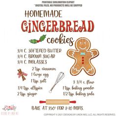 the recipe for homemade gingerbread cookies is shown