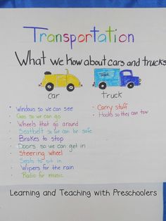 a poster with words and pictures on it that read transportation what we have about cars and trucks