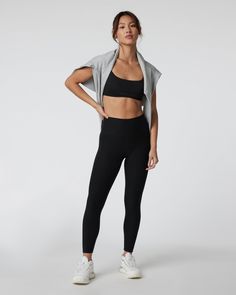 The 2-inch shorter version of our super soft Clean Elevation Legging: Designed with a soft suede feel and complete coverage, this ultra high-rise legging features performance knit made from recycled materials that's moisture wicking and includes a hidden zipper pocket but sans side seams for superior movement. Great for your daily on the go. | Vuori Clean Elevation Legging-Short | Black Heather | Large Vuori makes premium performance apparel inspired by the active Coastal California lifestyle; a Everyday Activewear In Recycled Polyester, Everyday Solid Activewear In Recycled Polyester, Versatile High Stretch Activewear For Everyday, Versatile Compressive Activewear, Versatile Compressive Activewear For Everyday, Everyday Stretch Activewear In Recycled Polyester, Stretch Sportswear Activewear For Everyday, Black 4-way Stretch Activewear, Everyday Black Activewear With Light Support