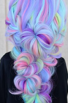 Unicorn Hair Color, Cotton Candy Hair, Vivid Hair Color, Cute Hair Colors, Rainbow Hair Color, Candy Hair, Hair Color Crazy, Special Occasion Hairstyles, Hair Color Pastel