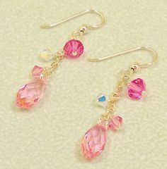 Swarovski Crystal Earrings, Swarovski Pink Earrings, Crystal Earrings, Swarovski Rose Pink Earrings, Pink Crystal Jewelry,Swarovski Jewelry by KBeadsIt on Etsy Sparkling Pink Dangle Jewelry, Pink Briolette Earrings For Wedding, Pink Briolette Earrings For Gift, Handmade Pink Crystal Earrings, Pink Sterling Silver Briolette Earrings, Handmade Pink Crystal Dangle Earrings, Pink Hypoallergenic Dangle Crystal Earrings, Pink Briolette Sterling Silver Earrings, Pink Briolette Natural Stone Earrings