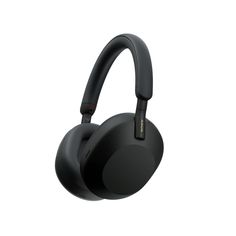 the jabra headphones are black and have red accents on their headset ears