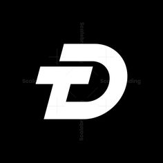 a black and white logo with the letter d